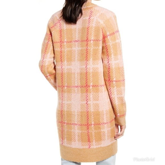 BP Beige Dapper Plaid Long Cardigan Sweater Open Front XS New Cozy - Picture 2 of 8